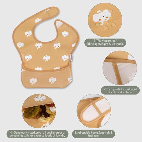 Soarwg Kids Bibs, Baby Bibs, Waterproof Baby Bibs for Boy and Girl, Great Travel Baby Bibs for Eating, Feeding Bibs, 5 Pack...