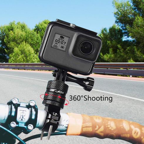 ChromLives Bike Mount for Gopro, Camera Handlebar Mount with 360 Degree Rotation, Aluminum Bike Camera Mount for Mountain Bicycle/Motorcycle for G...
