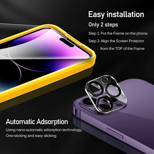 ivoler Shatterproof Tempered Glass Screen Protector for iPhone 14 Pro 6.1 inch, 3 Pack, Easy Installation, Anti-Scratch & Impact Protection...