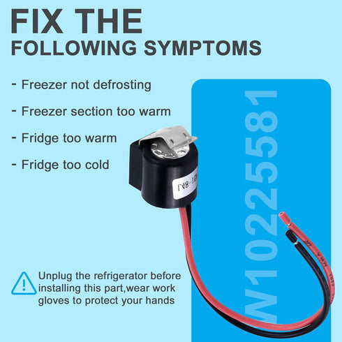 Sikawai WPW10225581 Defrost Thermostat Replacement Part-Perfectly Fit for Whirl-pool Refrigerator Defrost Thermostat-Replaces WPW10225581 AP6017375 2149849 2321799 PS11750673