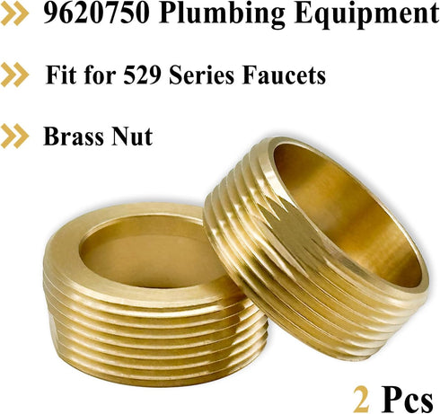 2 Pcs 9620750 Plumbing Equipment, Cartridge Nut for 529 Series Faucets, Brass...