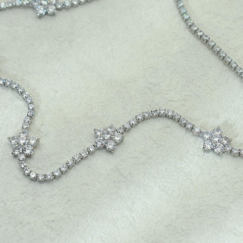 Flower CZ Crystal Wedding Jewelry Set Cubic Zirconia Choker Necklace Stud Earrings Set for Bridesmaid Bridal Prom Homecoming...