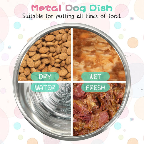 Stainless Steel Dog Bowls Pack of 4 4 Cup Metal Pet Dish Set for Food & Water Anti-Slip Easy to Clean 7 Inch Diameter 1.96 Inch Tall for Cats Pupp...