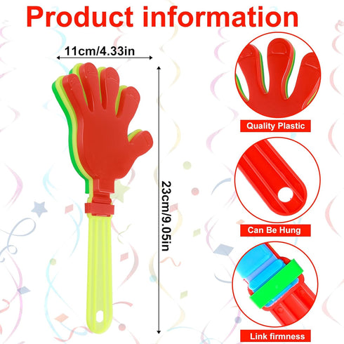 4Pcs Hand Clappers,Plastic Clappers Noisemakers 9inch Hand Clappers Colorful Noisemakers Clappers Noise Makers Party Favors Noise Makers for Sport...