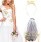 Bride to Be Set, 3pack Bride to Be Sash & Headband Tiara & Shoulder Length Veil Bachelorette Party Supplies Bridal Shower Decoration Accessories(G...