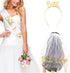 Bride to Be Set, 3pack Bride to Be Sash & Headband Tiara & Shoulder Length Veil Bachelorette Party Supplies Bridal Shower Decoration Accessories(G...