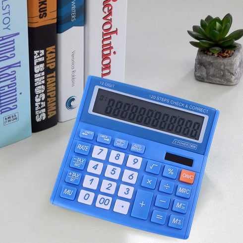 Desktop Calculator Basic Office Desk Calculator 12 Digit with Solar Power and Easy to Read LCD Display, Big Buttons, for Home, Office, School, Cla...