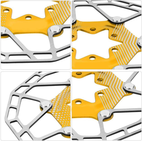 Bike 160mm 6 Bolt Disc Rotor Brake, Bike Ultralight Floating Rotor Brake Disc Pad For Mountain Road Bicycle(Gold) Riding racks and storage...
