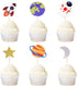 Ercadio 36 Pack Space Astronaut Cupcake Toppers Rocket Planet Trip to the Moon Cupcake Picks Baby Shower Boys Girls Birthday Outer Space Themed Pa...