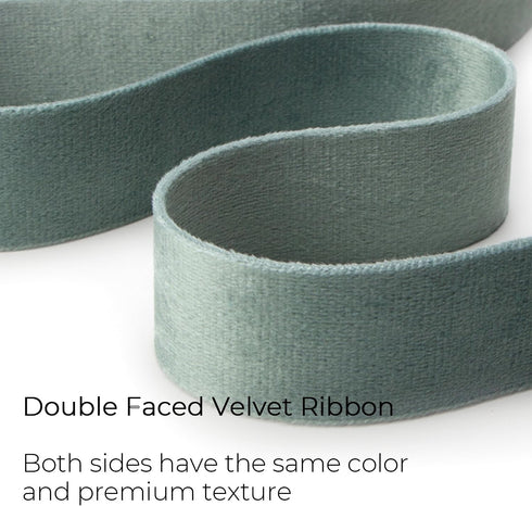 Ribbli Dusty Sage Green Velvet Ribbon Double Faced 1 Inch 10-Yard Spool Light Green Ribbon Use for Christmas Tree Ornaments Gift Wrapping Wreath D...