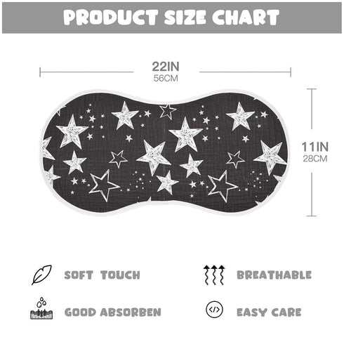 Muslin Baby Burp Cloths, Star Black and White Muslin Baby Bibs Rags Comfy Soft Absorbent in for Newborn Boys and Girls 1 Piece 22 x 11 Inch...