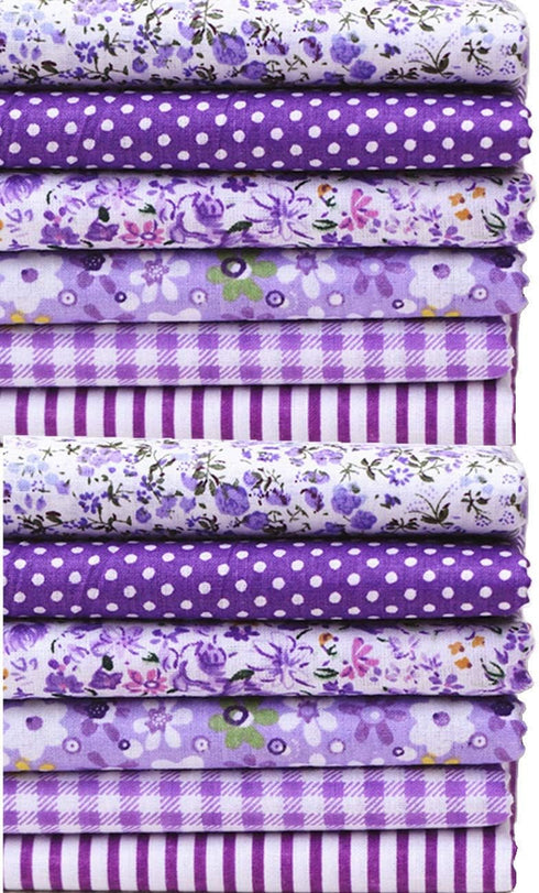 14 Pieces Assorted 7 Designs Square Fabric Bundles Sewing Square Patchwork Precut Fabric Scraps for DIY Quilting Applique Doll Dress Making (Purpl...