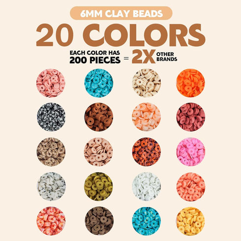EMUFOOK 4500PCS Clay Beads Bracelet Making kit, 20 Color Heishi Beads Kit for Friendship Bracelet Jewelry Making Kit for Girls, DIY Jewelry Making...