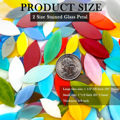 LITMIND 120 Pieces Mosaic Tiles, Precut Stained Glass Petal Leaves for Crafts, Mosaic Making Supplies Ceramic Tiles - Include 2Pcs Diamond Needle ...