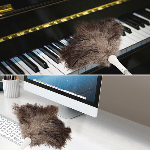 Ostrich Feather Duster Pole up to 72Inch,Extendable Feather Duster Used for Home Cleaning Ceilings Furniture Fans...