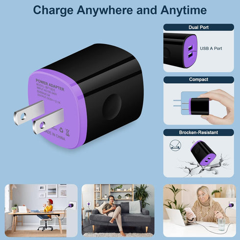 iPhone USB Wall Charger Adapter, Charger Brick, AndHot 5Pack 2.1A Dual Port Fast Charging Block Box Base Wall Charger Plug for iPhone 15 14 13 12 ...