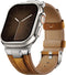 Suitisbest Leather Bands Compatible for Apple Watch Ultra Band 49mm 45mm 44mm 42mm, Genuine Leather Rugged Durable Matel Connector Replacement Str...