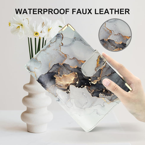 A6 Refillable 6 Ring Faux Leather Budget Binder,Mini Notebook Binder Cover for A6 Filler Paper,Loose Leaf Personal Planner Binder Cover with Magne...