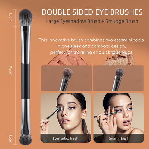 ENERGY Travel Eye Makeup Brush Set Eyeshadow Eye Blending Eyeliner Under Eye Concealer Eye Brow Smudge Makeup Kit with Portable Compact Mirror Cas...