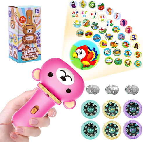 Flashlight Projector Toy-Torch Projection-LED Flashlights-Educational Toys , Include Dinosaurs, Vehicles, Animals, 48 Patterns for Fun Cognition B...