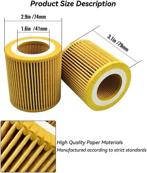 Oil Filter Element Fit for BMW 228i 320i 328i 428i 528i X1 X4 Z6 F20 F21 F30 F31 Some Models, Replace HU816Z 11427953125 11427640862, with O-ring ...