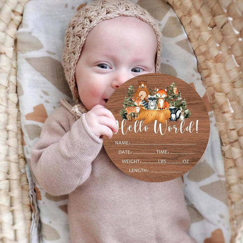 Woodland Baby Milestone Blanket with Birth Stat Sign, Forest Baby Growth Chart Monthly Blanket, Watch Me Grow Woodland Animals Baby Nursery for Ne...