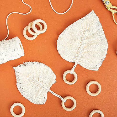 12 Pieces Macrame Wooden Rings 70mm Natural Wood Rings Without Paint Smooth Unfinished Wood Circles for Craft DIY Ring Pendant Connectors (2.75 In...