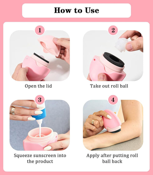 Sunscreen Applicator - Sunscreen Applicator for Kids, Roll on Sponge Applicator for Sunscreen, Sunblock Buddy Brush Set with Protective Caps, Sun ...