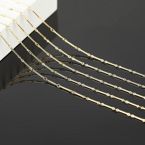 KYUNHOO 16.4 Feet Brass Chains for Jewelry Making 18k Gold Filled Jewelry Chain Roll 12MM Stick Link Chain Necklace for Women DIY Craft Jewelry Ma...