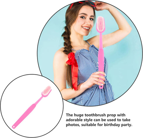 ibasenice Giant Toothbrush Prop Huge Toothbrush Large Toothbrush Big Brush Prop Oversized Toys for Costume Take Picture Party Favor - Pink...