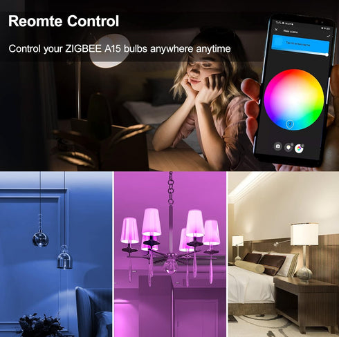 Zigbee A15 Smart Bulbs, Compatible with Hue*, Alexa, Google & ConBee (Hub Required),E12 Color Changing, Tunable White 2700K-6500K, Globe Shape, G4...