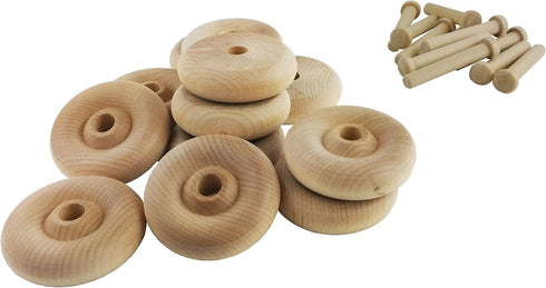 Wood Wheels - 12 Pack with Free Axle Pegs - Made in USA (2" Diameter)...