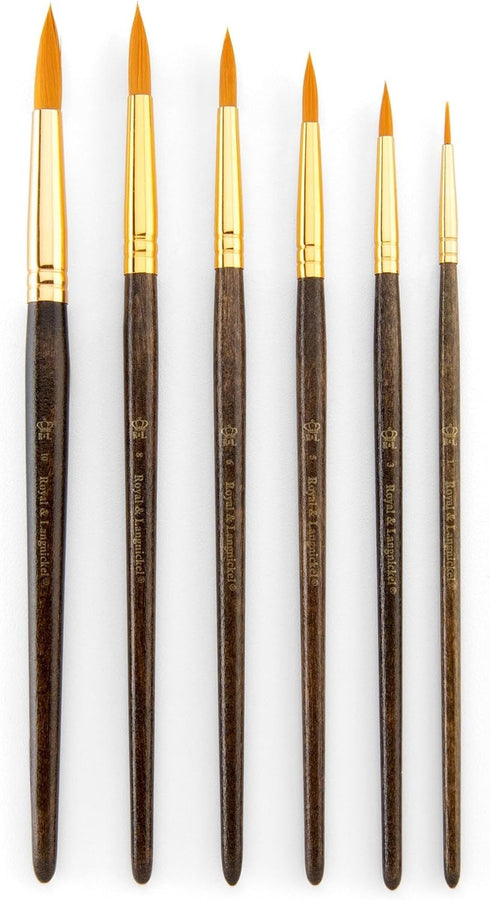 Royal & Langnickel Royal Zip N' Close Gold Taklon Round 6-Piece Brush Set...