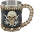 Ebros Evil Grinning Tribal Skull Mug Beer Stein Tankard With Skulls Skeletal Spine Bones Handle Coffee Cup 11 Ounces For Drinks Beverage Holder Co...