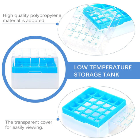 iplusmile Polycarbonate Freezer Boxes 25- grids Freezing Cryovial Storage Box Polycarbonate CryoBox Vial Rack Microcentrifuge Tube Box...