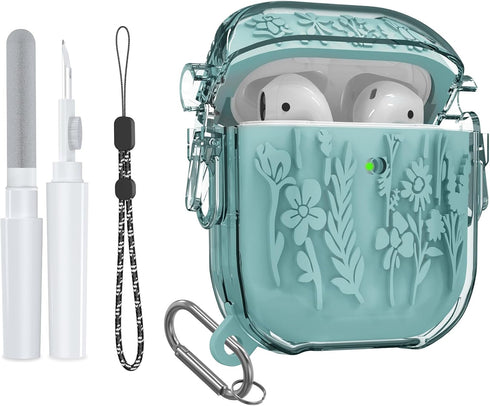 for AirPods Case 1st/2nd Generation Case Cover with Lock, Flower Engraved Case for AirPods 2nd/1st, Full-Body Protective Cover for AirPod Case Cov...