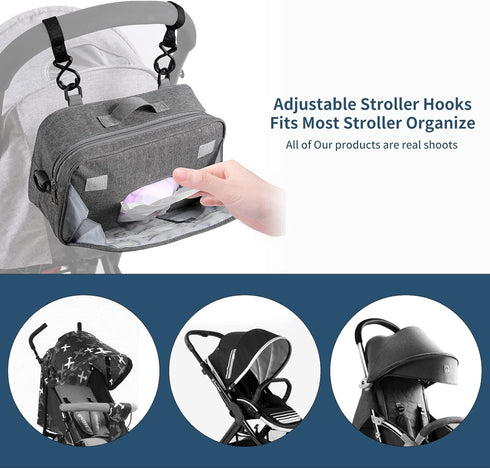 TRENDPLAY Small Diaper Bag Stroller Bag Diaper Organizer Caddy for Diapers with Insulated Pocket, Stroller Straps and Adjustable Shoulder Strap,Un...