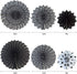 18pcs Party Hanging Paper Fans Set Black White Round Paper Fans Decorative Pattern Folding Fan Halloween Hanging Garlands for Halloween Birthday W...