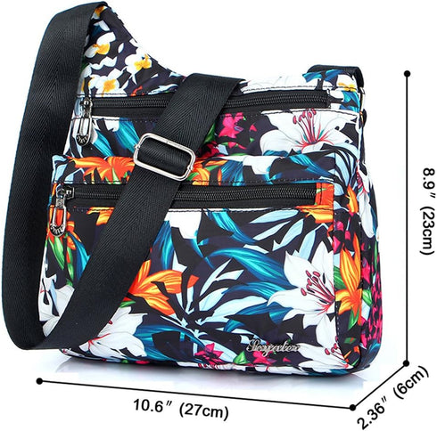 Nylon Multi-Pocket Crossbody Purse Bags for Women Travel Shoulder Bag...