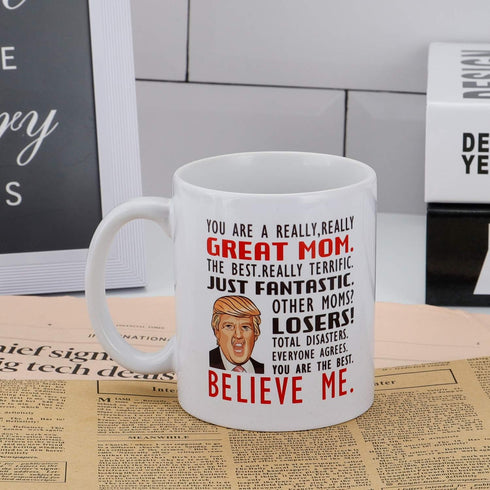 Smartyou Great Mom Mug - Gifts for Mother from Daughter/Son/Husband, Coffee Novelty Prank Gift for Mommy on Mother's Day/Birthday/Christmas 11 Oz...