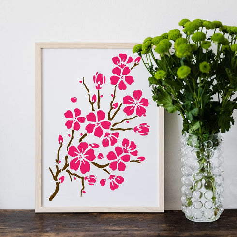 9 PCS Flower Stencils for Painting on Wood, Vine Leaf Cherry Blossom Stencil Bird Tree Branch Stencils Floral Rose Stencil for Painting on Wood Wa...