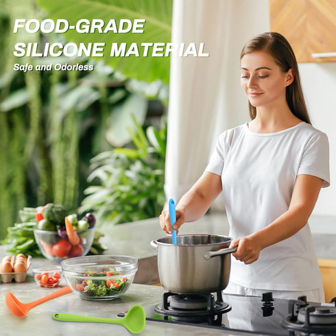 5 Pieces Silicone Ladles for Cooking - Small Soup Ladle Spoon Heat Resistant Kitchen Ladle Spoons, Cooking and Serving Spoon for Soup Sauce Chili ...
