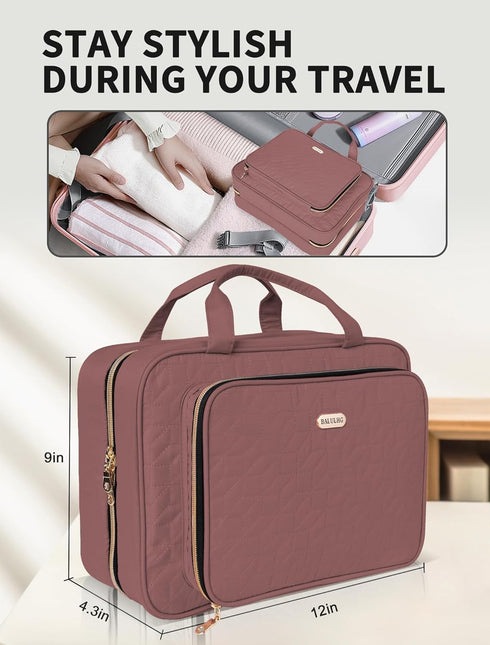 Travel Toiletry Bag for Women Large Capacity with Hook - Portable Cosmetic Case,Hanging Makeup Bag for Full Sized Toiletries?Travel Essentials for...