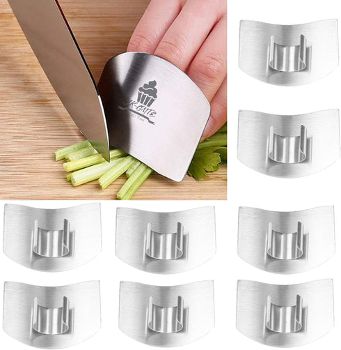 8 Pieces Finger Guards for Cutting, Stainless Steel Knife Cutting Finger Protectors Adjustable Safe Slice Hand Guard Protect Fingers for Food Chop...