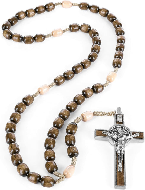 SANCTUM VERITAS Genuine Made in Italy Rosary Necklace Blessed by Pope Francis Saint Benedict Medal Cross perfect for car mirror Rosarios catolicos...