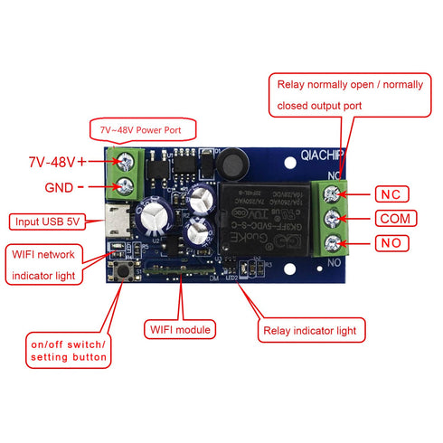 Ewelink WiFi Wireless Smart Relay Module USB 5v/12v/24v/48v Inching Selflock Remote ON Off Power Switch for Access Control,Turn on PC, Compatible ...