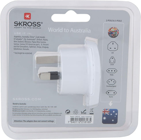 Skross World to Australia/China Country Travel Adaptor, White...