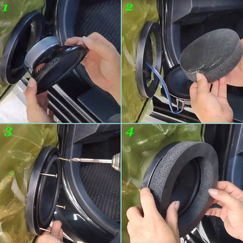 RDBS 6" 6.5" 6.75" Car Speaker Foam Rings Universal Self Adhesive Speaker Fast Rings Sponge Bass Blocker Kit Waterproof High Rebound EVA Foam Spea...