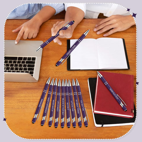 Zonon 12 Pieces Inspirational Motivational Pens Fine Point Smooth Writing Pens Fun Quotes Ballpoint Pens School Office Gifts for Corworkers Studen...