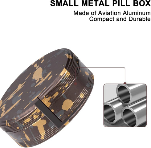 Pill Case for Purse & Pocket - Metal Daily Pill Box for Travel, Portable Waterproof Pill Organizer Single Medicine Container Holder for Vitamins, ...